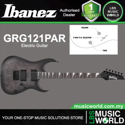 Ibanez GRG121PAR Okoume Body Poplar Burl Top Electric Guitar with HH Pickup - Deep Dusk Burst Flat