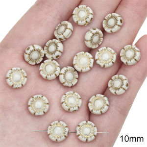 Acrylic Exquisite Gold Painted Beads Tulip Flower Heart Angel Styles Charms Beads for Necklace Bracelet Earring DIY Jewelry Craft Making