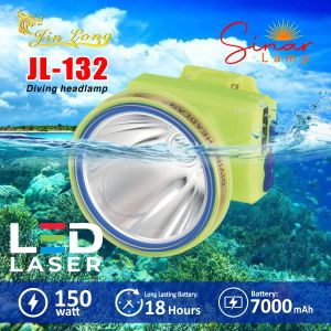 JINLONG JL 132 Diving Headlamp LED Laser 150 Watt 18 Hours Battery 7000 mAh Long LastingBattery Super Bright