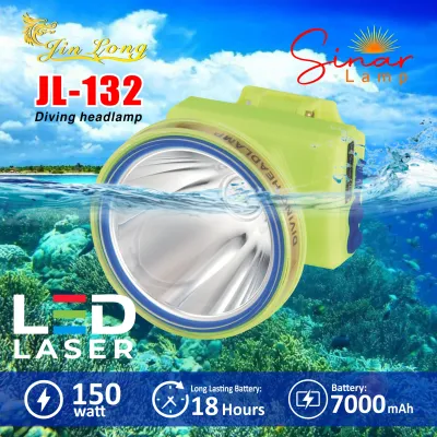 JINLONG JL 132 Diving Headlamp LED Laser 150 Watt 18 Hours Battery 7000 mAh Long LastingBattery Super Bright