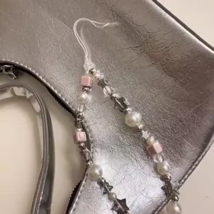 (HD1)Crystal Butterfly Beaded Mobile Phone Bracelet Strap Cellphone Wrist Strap for Telephone Charm Strap
