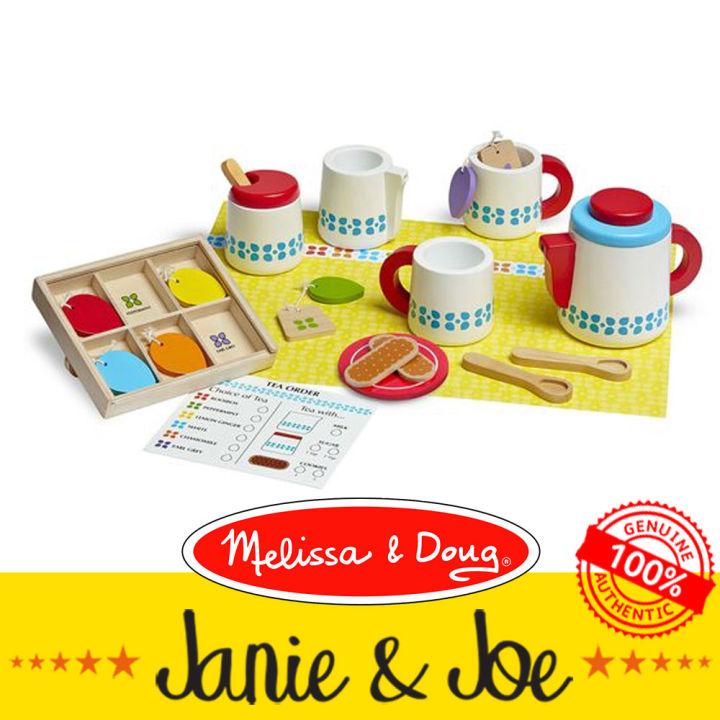 Melissa & doug wooden shop steep & serve tea set