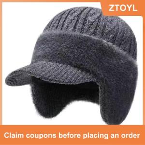 【ZTOYL】 New Outdoor Winter Hat Plush Knit Baseball Cap Fashionable Dad Hat With Ear Protection For Men