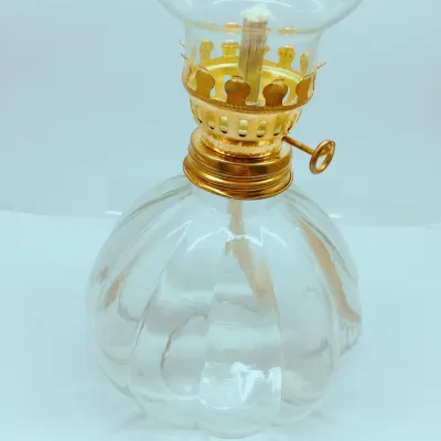 Đèn dầu chân thủy tinh tròn cao 18cm