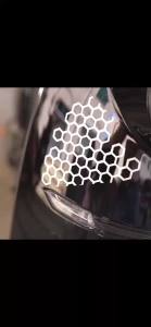 Honeycomb Hexagon Pattern Car Stickers Vinyl Decal Sticker Racing Car Body Side Sticker - 2 PCS (White)