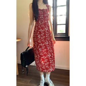 CHAWY Red floral dress C4328 🍊🥐🌷 เดรสยาวสีแดง เดรสสีแดงน่ารักๆ