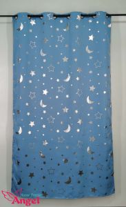 ANGEL Kids Room Thermal Insulated Blackout Window Curtains Grommet Top Curtain Panels Drapes with Moon Stars Print 1 Panel 130x220cm 7Feet A-2077