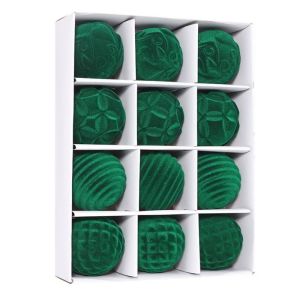 NCNC(OKDEALS01) 12pcs 6cm Flocked Christmas Tree Ball Plastic Colorful Christmas Tree Pendant Luxurious Decorative Christmas Tree Decorations for Home