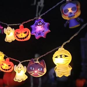 Halloween LED String Lights Cute Ghost Pumpkin Bat Fairy Lights Battery Operated 8 Lighting Modes Waterproof Decoration for Home Party Garden Indoor Outdoor Bedroom Window Door Porch Yard