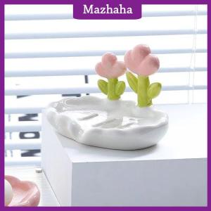 Mazhaha Creative Floral Soap Box Draining Non-slip Soap Dish Bathroom Accessories Sea White Soap Holder For Home Bath