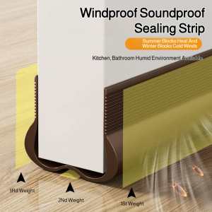 Bedroom door waterblocking sealing strip selfadhesive door bottom sealing strip Curved windproof selfadhesive door bottom sealing strip