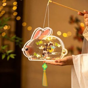 HUADIN Creative Rabbit Lantern Festive Lighting Glow In The Dark Glowing Lantern Traditional Style Led Paper Lantern Mid-Autumn Festival