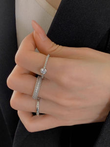 Fashionable Ring Gift 韩国小众设计高级感水钻开口戒指 年新款潮气质简约银指环女