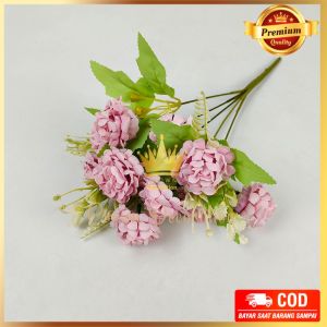 Bunga Pom-Pom Swing Cabang 5 - bunga Imitasi kain artificial untuk dekorasi rumah dekorasi wedding atau dekorasi pelaminan dekorasi cafe dekorasi kamar Import premium termurah artifisial palsu kain