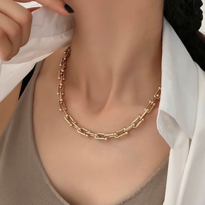 Unisex Gold Chain Necklaces Hip hop U Shape Thick For Women