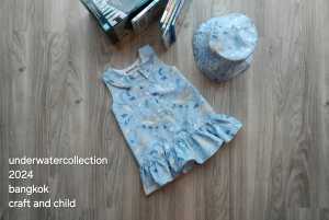 NEVERLAND ชุดเด็กผู้หญิง & ชุดเด็กผู้ชาย (ไม่รวมหมวก) พิมพ์ลายปลาวาฬ สีฟ้า ผ้า Cotton 100%