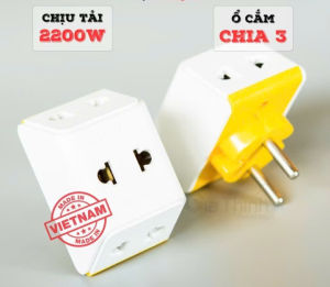 Phích cắm điện chia 3 ổ thương hiệu Ominsu hàng Việt Nam P40 đc làm từ nhựa ABS chống vỡ chống cháy chịu tải 2200W chân cắm bằng đồng siêu bền - Cửa Hàng Nam
