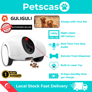 GULIGULI Hiibo Pet Companion Robot | Treat Dispenser 360° Monitoring HD LIVE Video 2-Way Audio