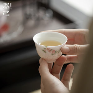 墨己 日式手绘茶杯 粉彩樱花陶瓷品茗杯 家用白瓷喝茶单杯小杯子