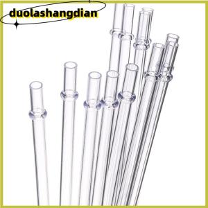 [Duola] 10 Pcs White Glitter Plastic Straw 9 Inches Long Reusable Hard Drinking Straws For Tumbler Mug Cup Bottle