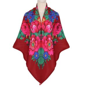 SIXIS Retro Khăn vuông Nga Khăn tay Babushka Hình vuông Khăn choàng Ukraine Mềm mại Khăn quấn đầu Dành cho phụ nữ