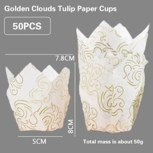 50pcs Tulip Muffin Cupcake Paper Cups Oilproof Cupcakes Liner Baking Muffin Box Cup Cake Decorating Tools Muffin Wrap Cases