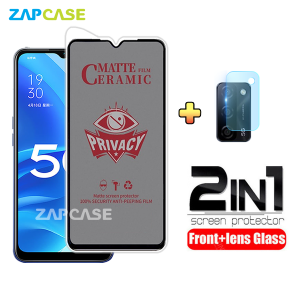 PAKET 2in1 Anti Gores Layar Privacy Oppo A55S Free Tempered Glass Camera Lens