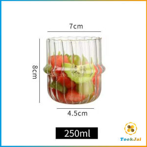 TookJai 250ml แก้วกาแฟ มินิมอล ถ้วยน้ำผลไม้สไตล์ แฟชั่นน่ารัก Creative glass