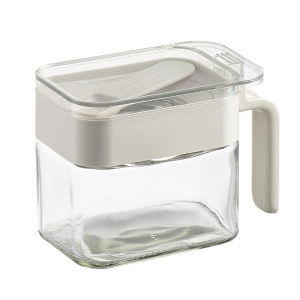 H&A Seasoning Box With Spoon Kitchen Sealed Insect Proof Container Condiment Box Glass Storage Jars