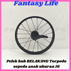 Fantasy Pelek 16 TORPEDO jadi ukuran 16" murni Velg Alloy hub belakang saja TERPEDO sepeda anak