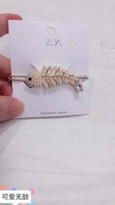 Korean Style Fashion Zara Pearl Fish Bone Hair Clip Rhinestone Hair Accessories