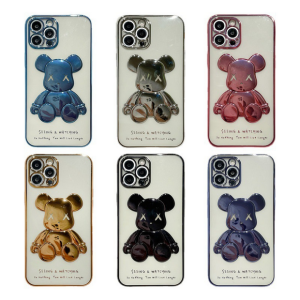 Stiker Hanphone Cute Plating Phone Case With Stand BEAR XX 523-280