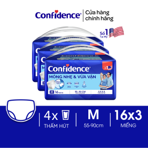 Combo 3 Tã quần người lớn CONFIDENCE SLIM&FIT size M16 /L14 miếng