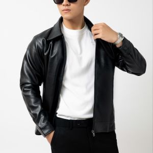 Áo Khoác da cổ bẻ nam LADOS-22119 chất da PU lót lông nhập khẩu cao cấp phong cách cool ngầu