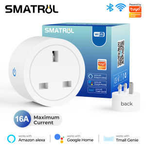 SMATRUL Tuya Smart Wifi Plug wifi 3 Pin Socket Adapter Switch Remote Control Timer Plug Outlet Compatible for Alexa/Google Home Assistant