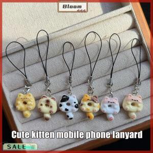 Follow Get New[Bloom Z] 1PC DIY Accessories Cat Cookie Phone Charm Strap Soft Kawaii Kitty Couple Keychain Pendant Cute Lanyard Keycord