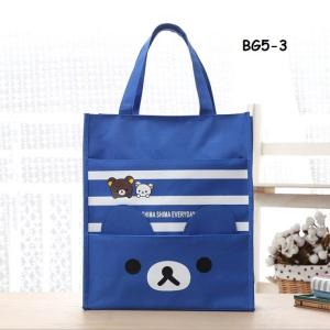 Cute Cartoon Canvas Portable Bag A4 Document Handbag Student Multi-Pocket Tutor Bag Children Large Capacity Storage Bag