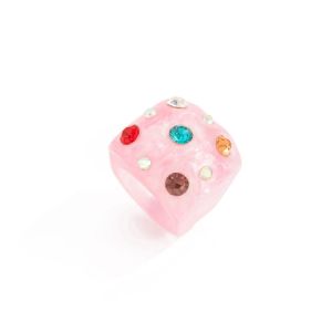 SIXIS Nhựa Nhẫn đính đá nhiều màu sắc Trang sức đeo ngón tay Hình vuông Nhẫn ngón tay bằng nhựa resin Xu hướng Quà tặng trang sức Nhẫn vuông Ngày Valentine