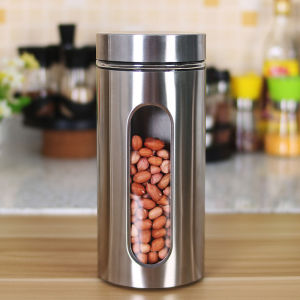 Đồ dùng nhà bếp Bồn chứa bằng thép không gỉ Lọ thủy tinh trong suốt kín hơi Hũ đựng ngũ cốc Hộp đựng trà hộp đựng thực phẩm 82026