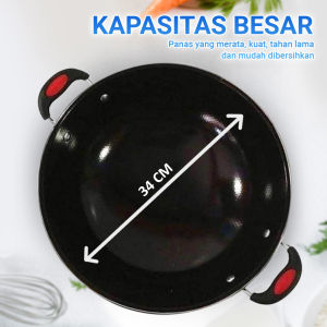 WAJAN ENAMEL PANCI HITAM KUPING GAGANG PANJANG WAJAN ANTI LENGKET ANTI GORES 34 CM
