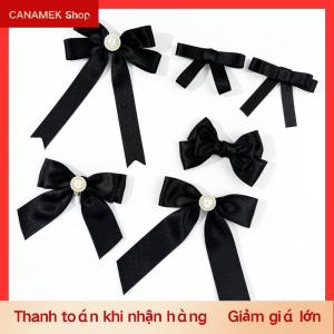 CS Đen Ribbon Bow ngọc trai Trâm cho phụ nữ đa năng Áo sơ mi cổ áo pins quần áo trang trí Ribbon Tie trang sức phụ kiện Quà Tặng