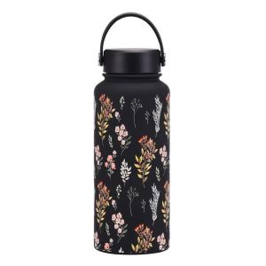 New 1000ML Cross-border Large-capacity Thermos Cup Wide-mouth Portable Outdoor Sports Kettle Double-drink Printed Water Bottles2026