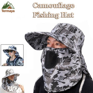 Termaya Fishing Hat Sun Hat Camouflage Cap Hiking Hat Full Face Cover 360° Windproof Waterproof Outdoor迷彩遮阳帽
