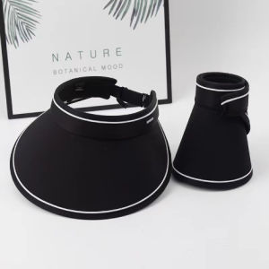 Murah Banget - Topi Visor Wanita Pantai Outdoor Pelindung Panas / Topi Musim Panas / Topi Knit Visor Fashion Lipat Besar Wanita Import