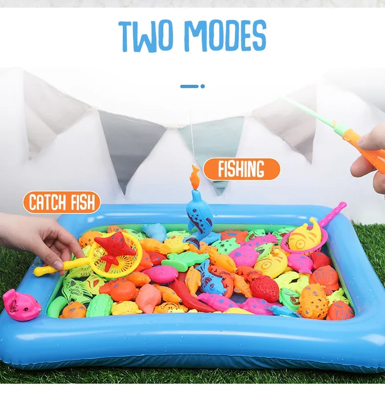 13/26/46PCS Play Water & Magnetic Fishing Game Summer Toy 24 Inch Pool Set  For Kids tricky toys joke gifts magic grow capsule squishy