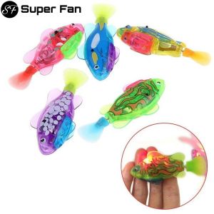 Super Fan)Flash Swimming Electronic Fish Pet Bath Toys Battery Powered Swim Robotic for Children Kids Bathtub Fishing Tank Decoration Gift