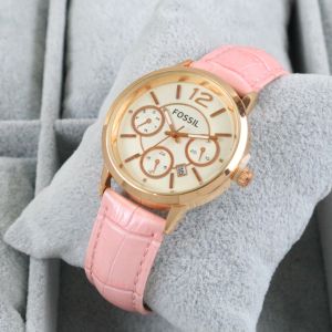 Paket Box Exclusive + Paperbag + Kartu  / Jam Tangan FOS Bulat Chrono Variasi VA-716OR / Jam Tangan Fashion Wanita Tali Kulit Diameter 36 cm