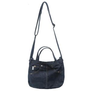 Practical Washed Jeans Shoulder Bag With Multi Pocket Designs Adjustable Strap For Everyday Use And Casual Travel