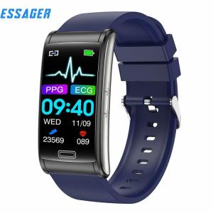 ESSAGER E600 1.47" HD Smart Watch ECG+PPG Blood Glucose / Oxygen / Pressure Heart Rate Monitoring Waterproof Sports Bracelet with Silicone Strap Blood Glucose Smart Watch 24-Hour Blood Glucose and Blood Pressure Monitoring Measurement