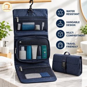 Travel Toiletry Bag Cosmetic Pouch Hanging Waterproof Portable Oxford Large Capacity Organizer Multi Pocket For Gym Dorm